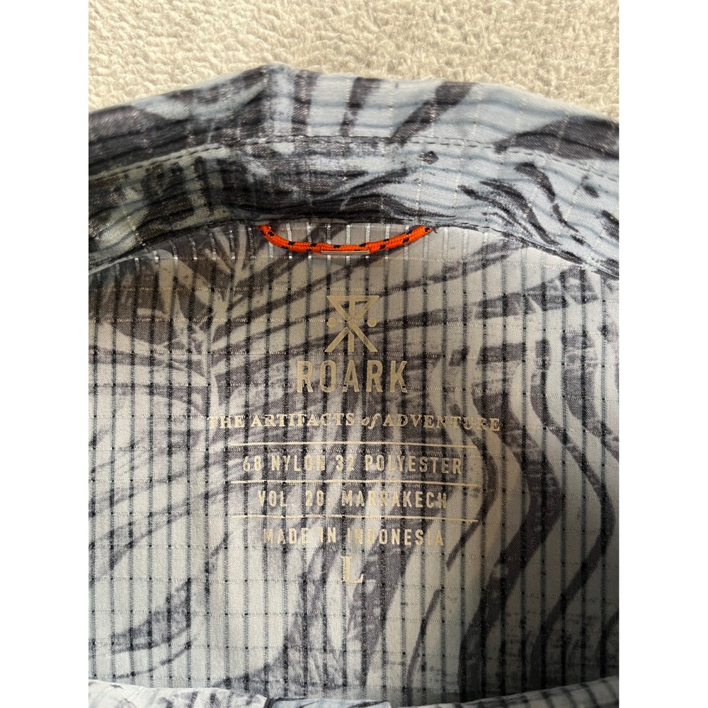 Roark Artifacts of Adventure Bless Up Marrakech Shirt Mens L Grey Zebra Print - Picture 2 of 9